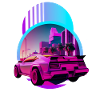 Retro Wave Supercar Vaporwave
