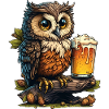 Owl with beer