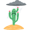 Cactus with rain cloud
