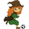 Cute Witch Playing Soccer