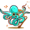 Octopus Playing Harp