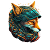 Renard cybernétique au casque neon