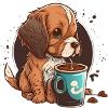 Cute Dog Drinking Coffee