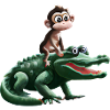 Funny monkey on crocodile design
