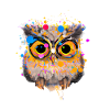 Farbenfrohe Eulen-Illustration