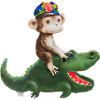 Funny monkey on crocodile design