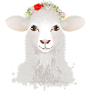 A cute sheep with spring wreath