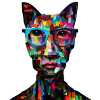 Katze mit moderner Collagebrille