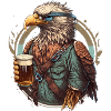 Beer Drinking Eagle Cool Illustration