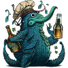Sea monster with craft beer