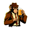 Gangster chimpanzee with beer