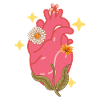 Anatomical Heart And Flowers