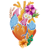 Anatomical Heart And Flowers