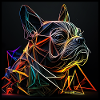 French Bulldog, Neon Polygon Design