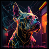 French Bulldog Neon Polygon Design