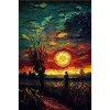 Sunset Landscape Field Paintings