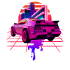 Retro Wave Sports Car Vaporwave Sunset