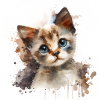 Chaton aquarelle sur fond éclatant