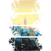 NYC silhouette in neon hues