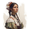 Alma, eine geblümte Frau.