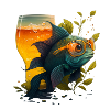 Fish with beer and sunglasses
