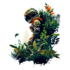 Astronaut overgrown with plants - Surreal