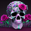 Totenkopf mit Rosen