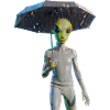 Alien with umbrella