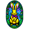 Buntes Ostermotiv mit Hase