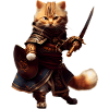 Katze mit Mantel und Degen als tapferer Pirat
