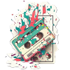 Cassette rétro en feu