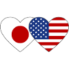 Japan USA Flag Heart