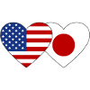 USA Japan Flag Heart