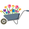 Garden wheelbarrow with flowers