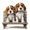 2 Beagles on Bank Gift