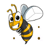 Cute bee with flowers