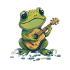 Cute frog plays guitar musician
