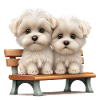 2 Maltese on bench gift