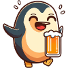 Cheerful penguin with beer
