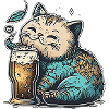 Happy cat with beer