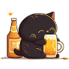 Cat cuddles with beer