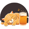 Sleeping cat with beer