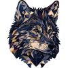 Stylized, geometric wolf