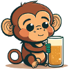 Cute baby monkey with beer