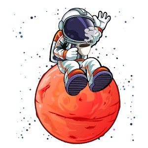 Astronaut mit Kaffee