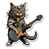 Rock Guitar Player Cat