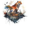 Tiger Dyr Gave Man Art Farverigt Dyremotiv