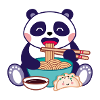 Panda with ramen soup