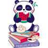 Panda on stacks of books