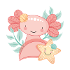 Axolotl mit Seestern